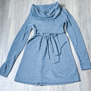 Gray Knit Long-sleeve Sweater Dress